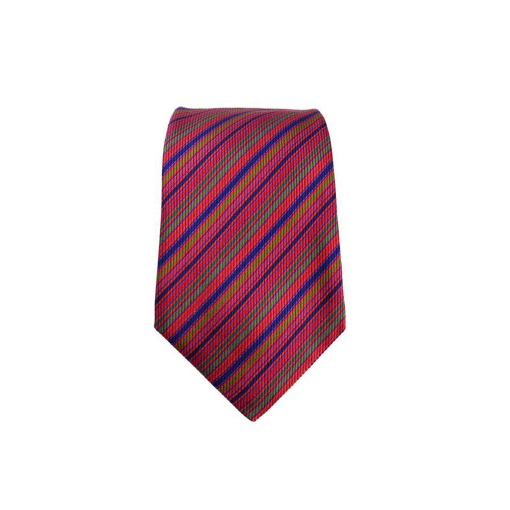DUCHAMP Mens Silk Striped Wide Necktie Multi Colored